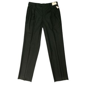 Mazzoni Pleated Dress Pant Mens 44X38 Charcoal Mid Rise Belt Loop Pinstripe New